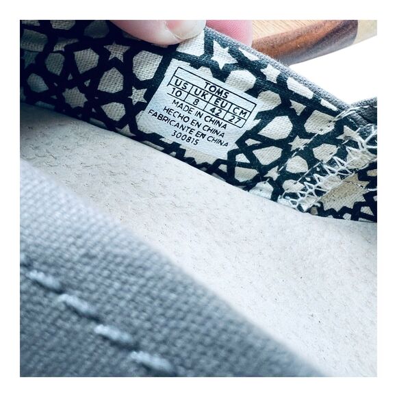 Toms Espadrilles Wedge Ash Grey Canvas Sz 10 Open Toe Heel Casual Sandal NWT - Picture 8 of 9